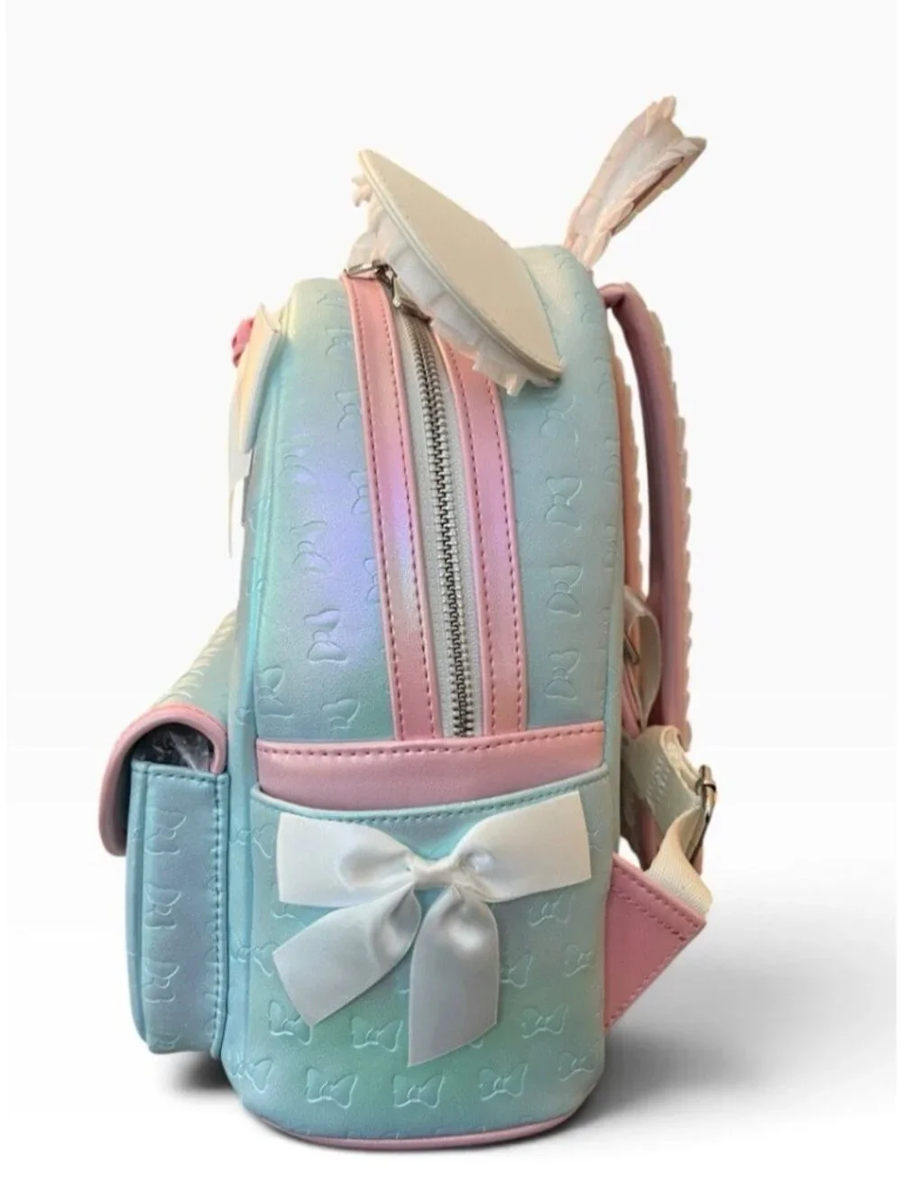 Loungefly Disney Minnie Mouse Ruffle Ears Iridescent Blue Mini Backpack NWT